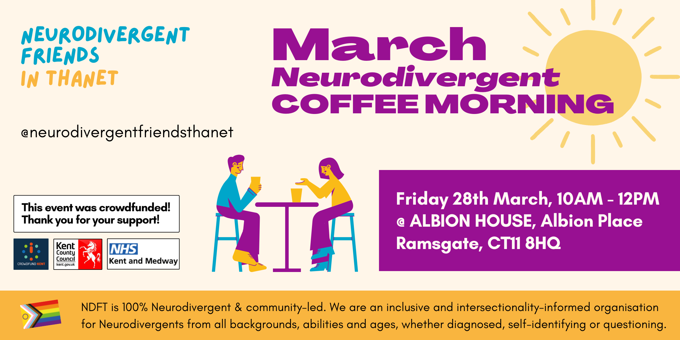 March 2025 Neurodivergent Friends Coffee Morning in Ramsgate event flyer